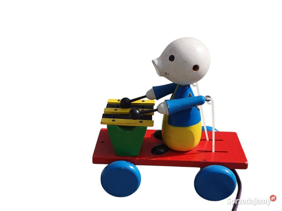 Stara zabawka drewniana zabawka na sznurku Cieszyn