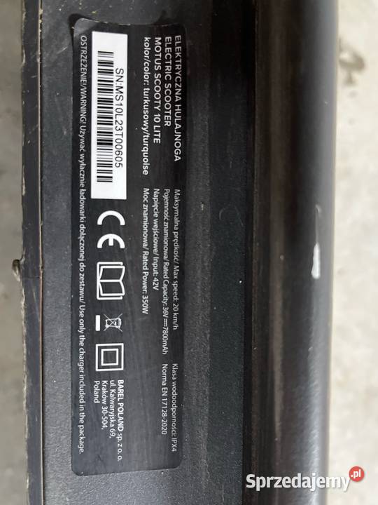 Hulajnoga elektryczna Motus scooty 10 lite małopolskie Wolbrom