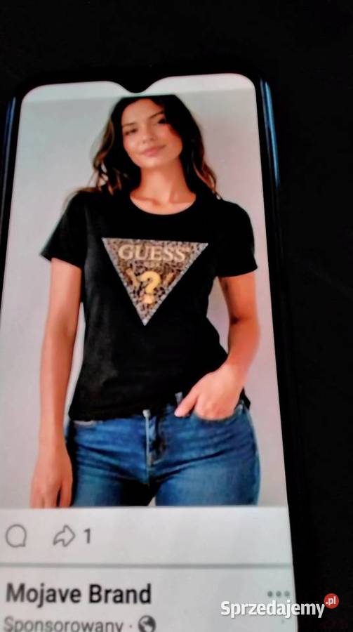 Koszulka Czarna Damska GUESS S Nowa Topy i koszulki Nowa Sól