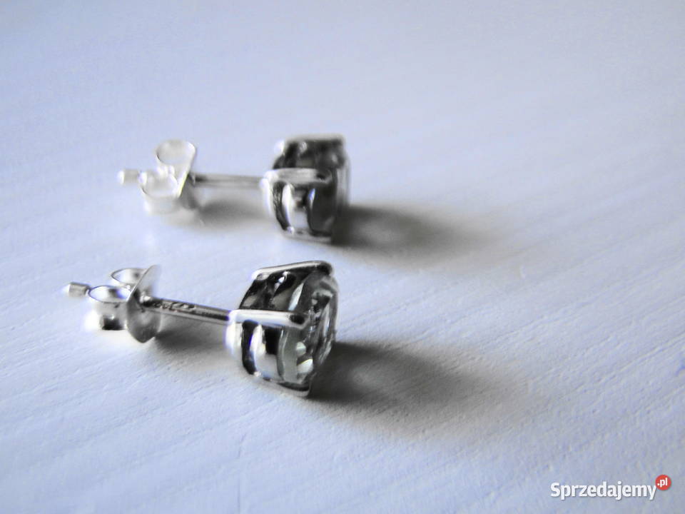 Kolczyki srebro 925 i seledynowe cyrkonie Biżuteria mazowieckie Warszawa