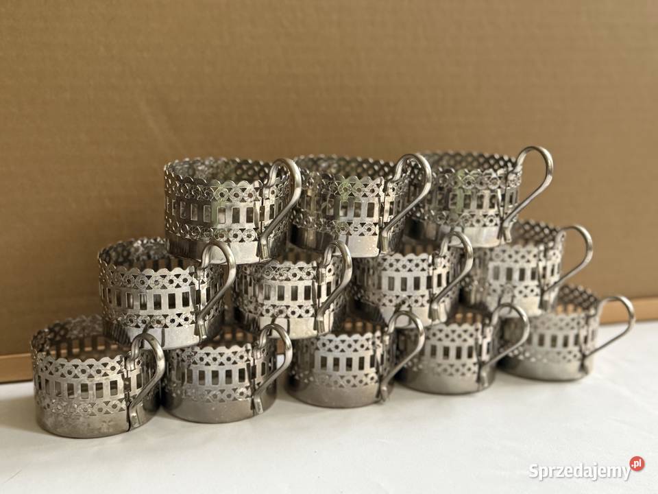 12 metalowych uchwytow do szklanek Lublin sprzedam