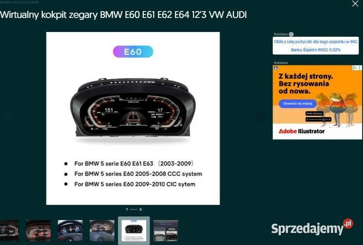 Wirtualny kokpit zegary BMW E60 E61 E62 E64 123 Ożarowice sprzedam