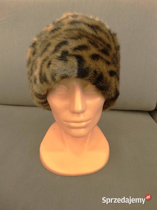 Czapka Futrzana Toczek Sztuczne Futro Camelowa w Dla kobiet