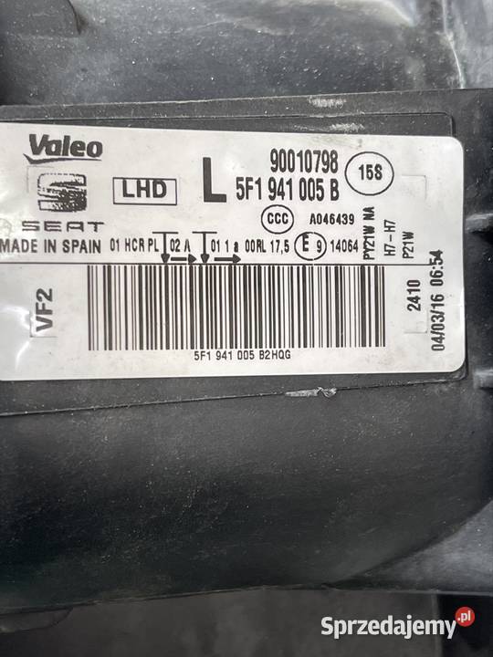 Reflektor seat Leon Lampy przednie Ruda Śląska