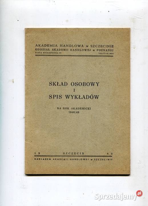Skład osobowy i spis wykładów na akademicki Szczecin