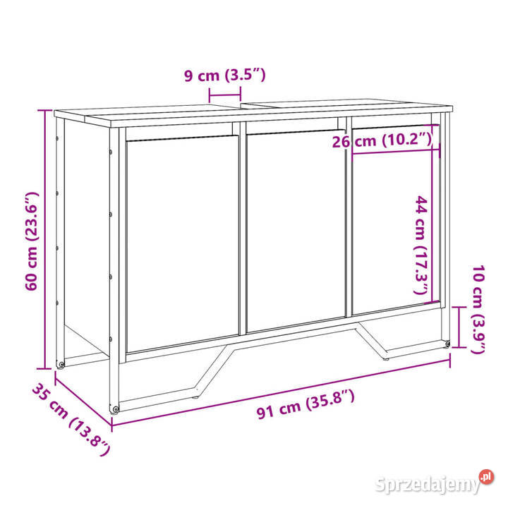 Szafka pod umywalkę czarna 91x35x60 WM848659 Warszawa