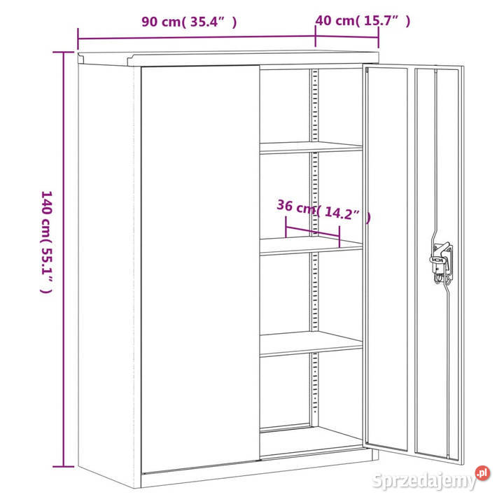 Szafka na dokumenty biała 90x40x140 stalowa Warszawa