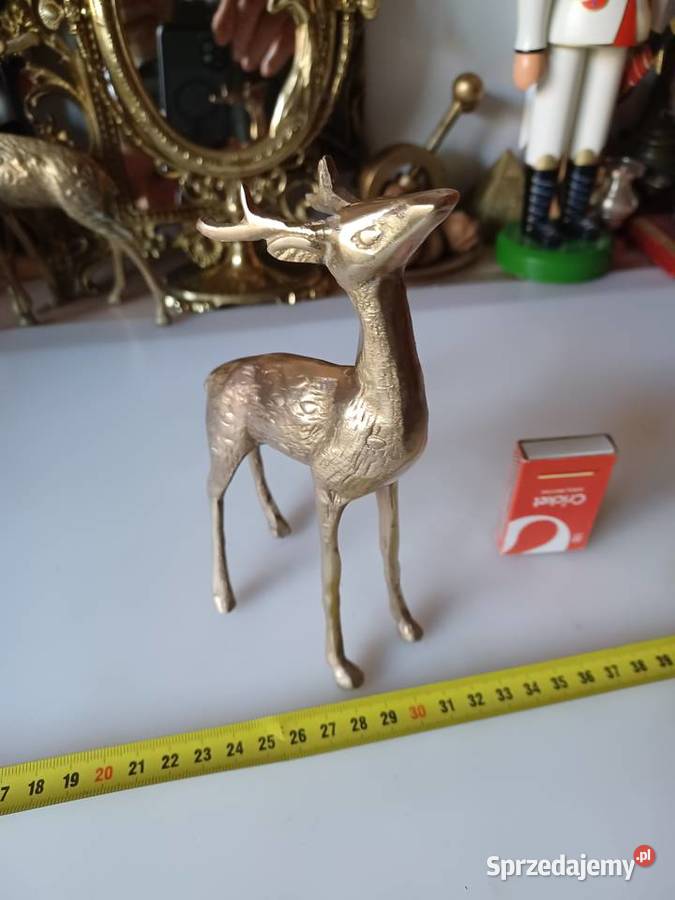 Piękna mosiężna figura jelonka Poznań