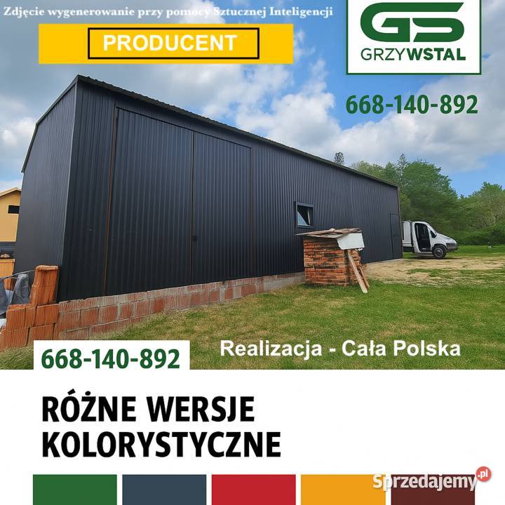 Grafitowy Garaż blaszany Hala Magazynowa Wiata Ostrów Mazowiecka