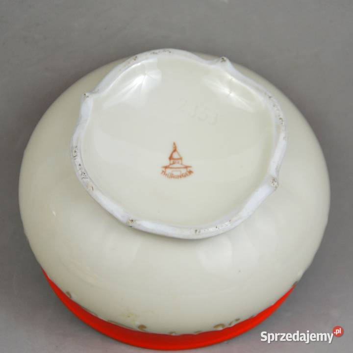 Bombonierka cukiernica Turyngia Reliefowa Porcelana i szkło mazowieckie Warszawa