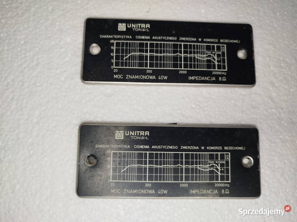 Tabliczka znamionowa Unitra Tonsil ZG 40C Słuchawki i głośniki Zgierz