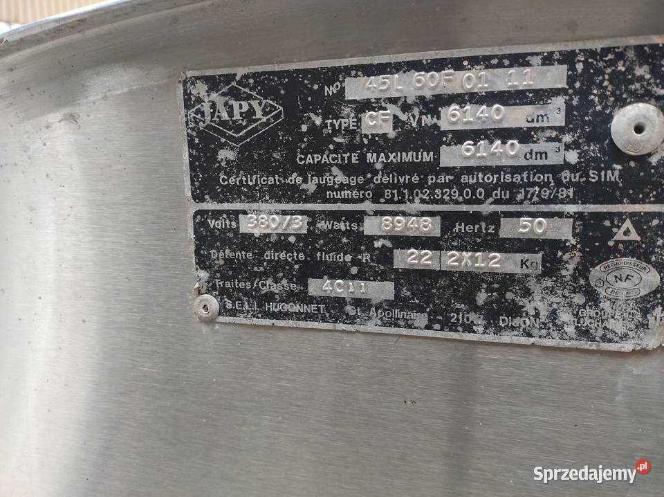 Zbiornik na mleko JAPY 6000L Jastrzębiec