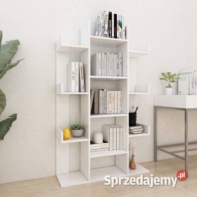 Regał na książki biały 86x255x140 materiał mazowieckie
