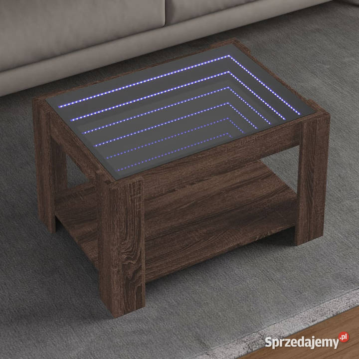 Stolik kawowy z LED brązowy dąb 73x53x45 Warszawa