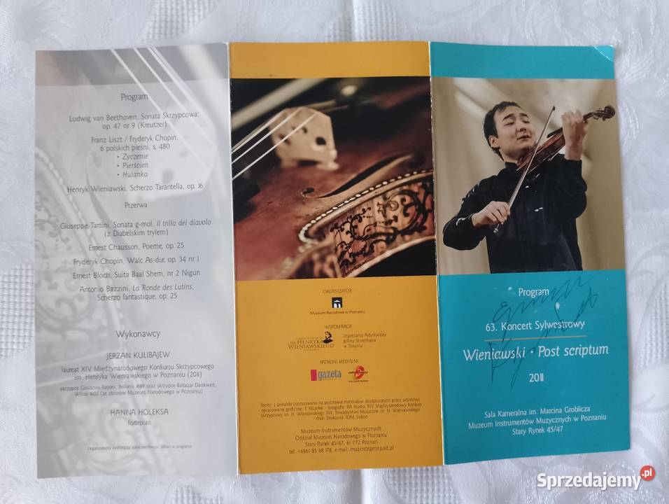 Program z AUTOGRAFEM Jerżan Kulibajew skrzypek z Pozostałe Poznań sprzedam