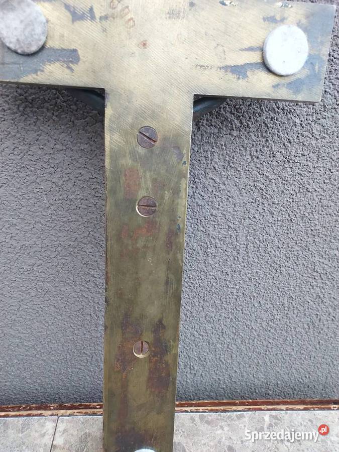 5 Stary krzyż krucyfiks ścienny masywny mosiądz pomorskie Tczew