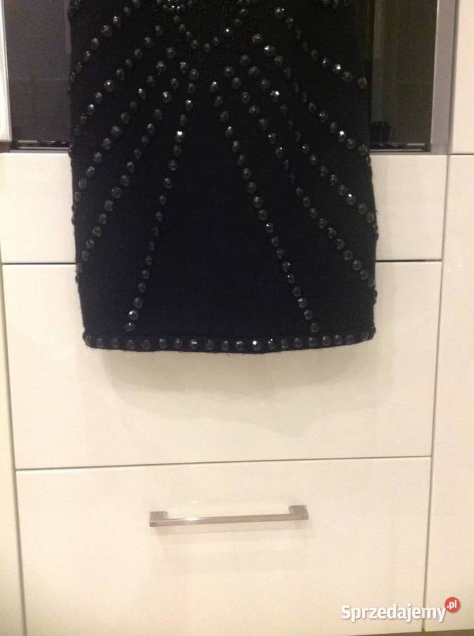 Efektowana Czarna Mini Sukienka Sweterkowa Nowa Sól