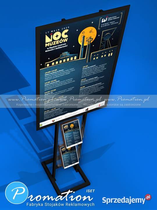 Czarny stand reklamowy na plakat A1 z