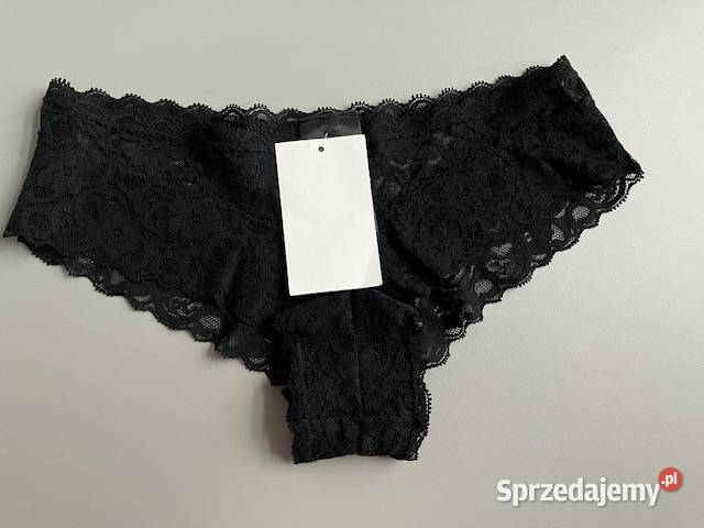 czarne majtki HM xs 34 koronka figi Figi i stringi