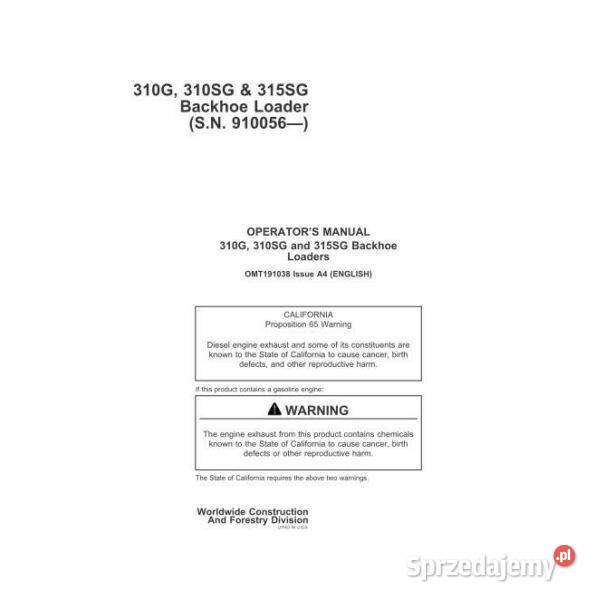 John Deere 310g 310sg 315sg instrukcja naprawy i Kielce sprzedam