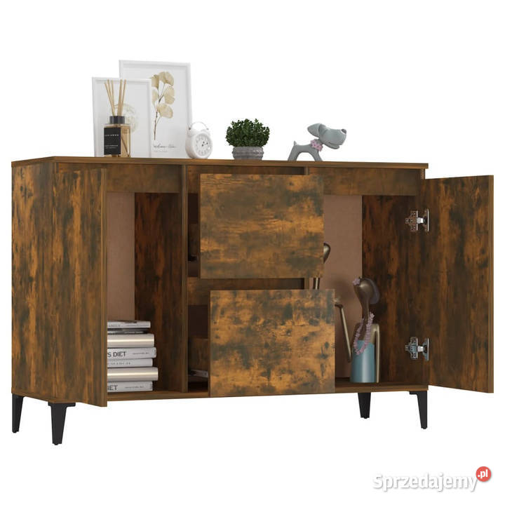 Szafka przydymiony dąb 104x35x70 WM815165 Pozostałe