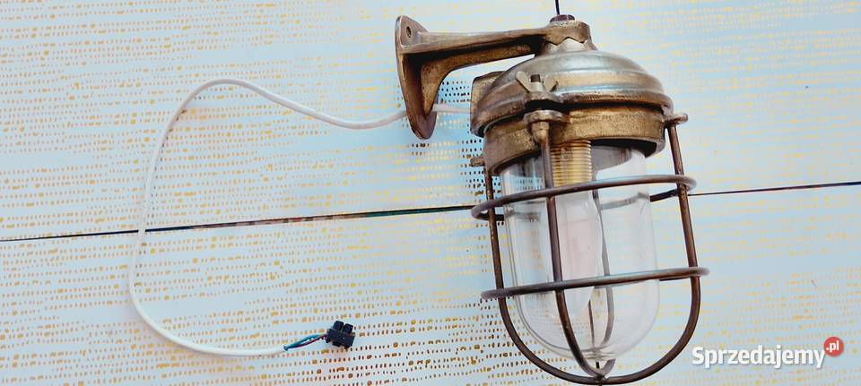 Stara ciężka mosiężna lampa kinkiet Wąbrzeźno