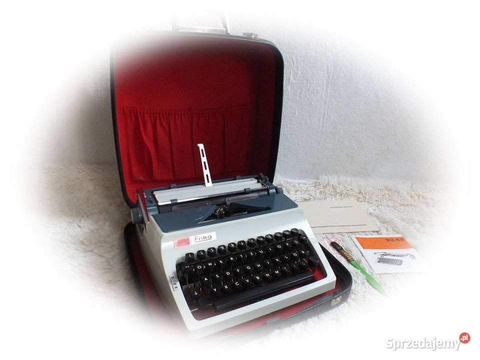 Stara maszyna do pisania Erika 1975 kufer instr