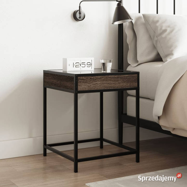 Stolik nocny z LED Infinity brązowy dąb 40x40x51 Warszawa sprzedam