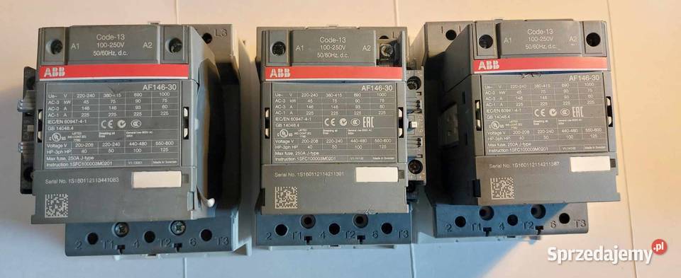 Stycznik AF14630 3bieg3NO 146A w AC3 75kW cewka