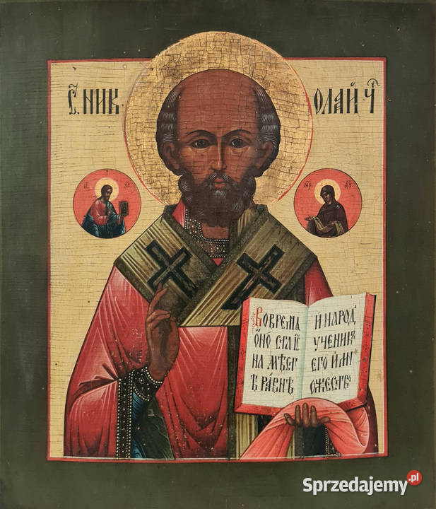 Ikona Święty Mikołaj z Miry Cudotwórca XIXw 0261 Malarstwo Warszawa