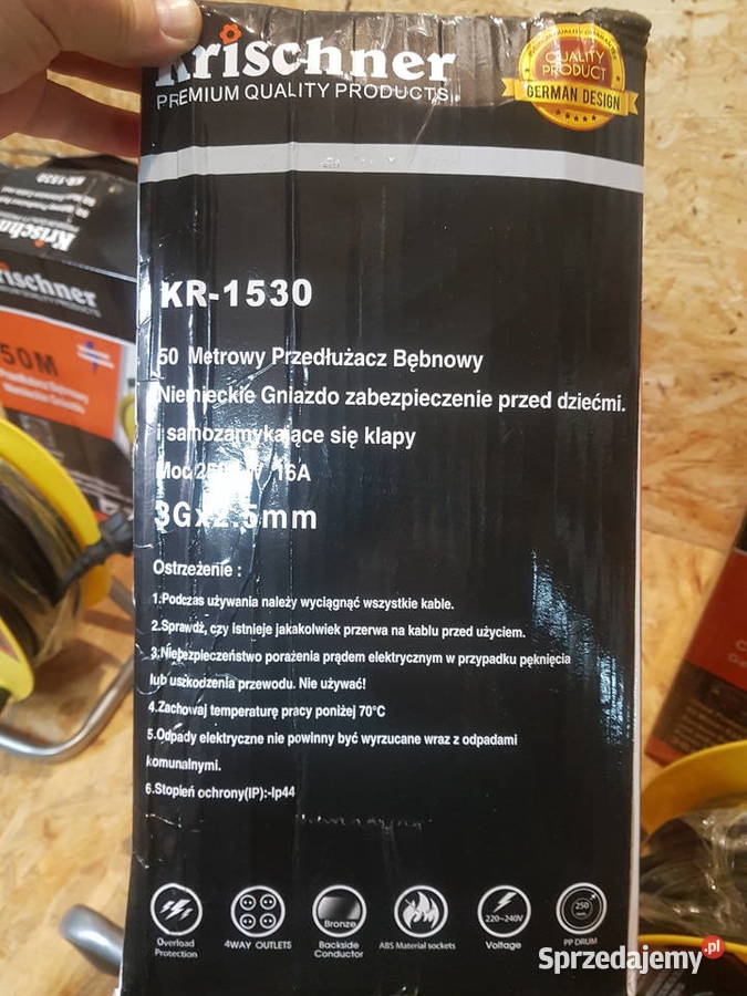 PRZEDŁUŻACZ BĘBNOWY OGRODOWY 50M 3x25mm KLAPKI Głogowa