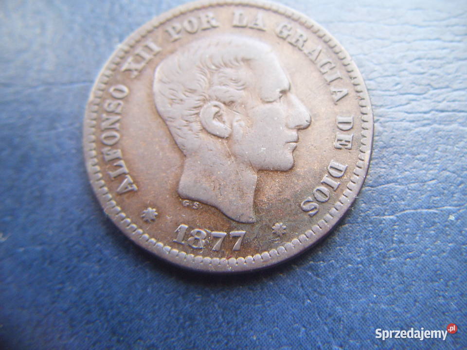 Stare monety 5 centym 1877 Hiszpania 2 Lesko sprzedam