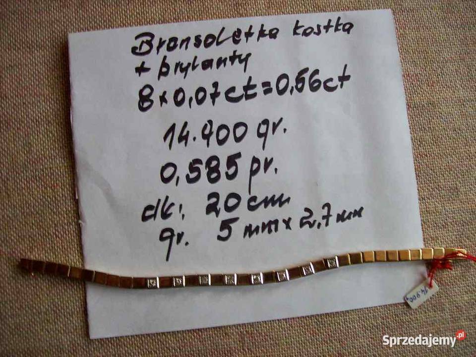 Bransoletka kostka dł 20 585pr złoto Wałcz