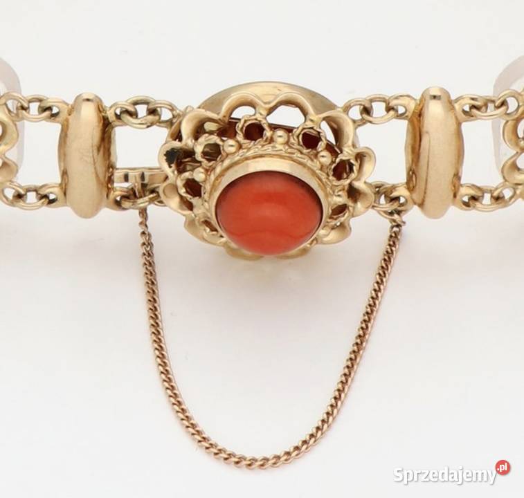 Złota bransoletka z koralem 14k małopolskie Zakopane