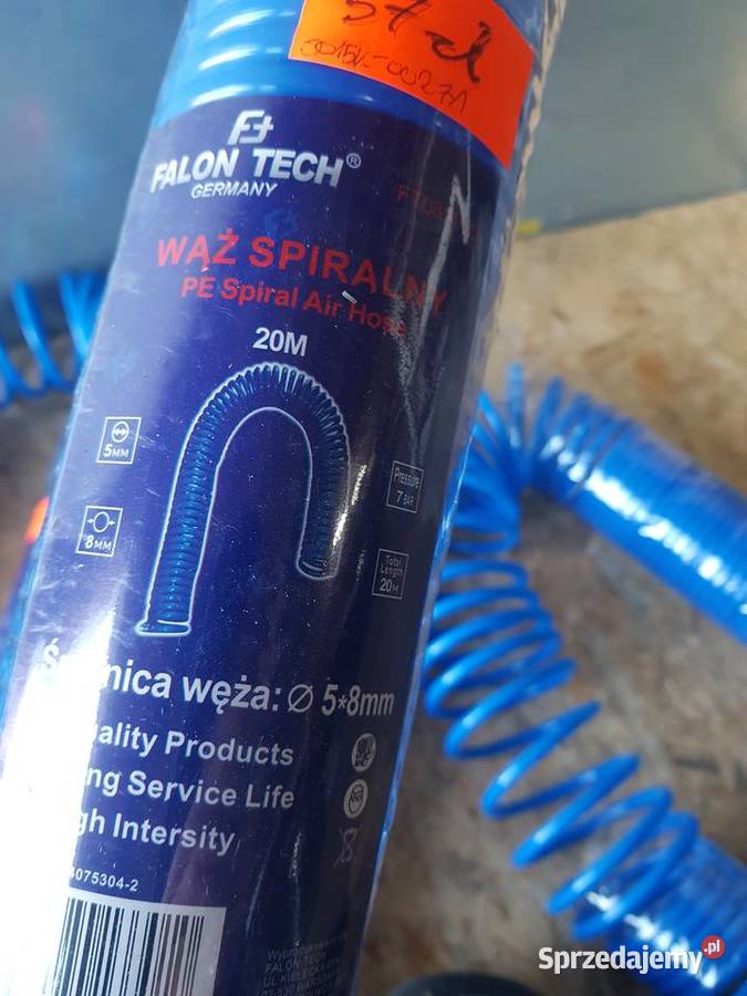 WĄŻ SPIRALNY 5x8 mm 20m PRZEWÓD DO KOMPRESORA Narzędzia Głogowa