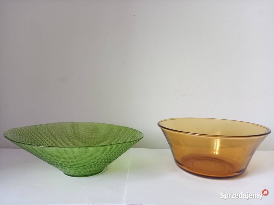 Miseczki kolorowe szkło z okresu PRLu Świdnica