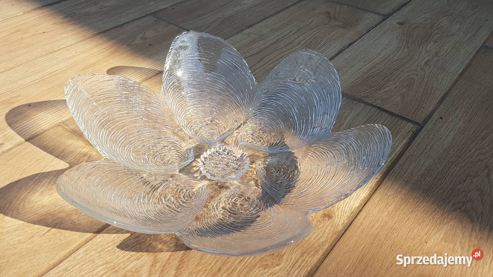 Ciekawa duża szklana misa patera Myszków