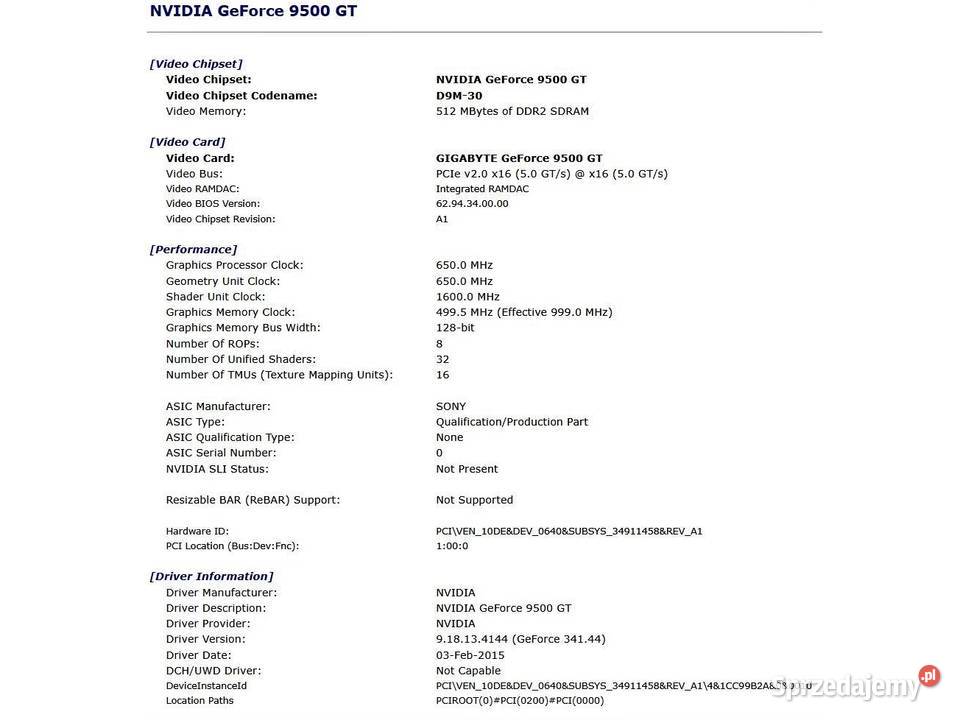 Karta graficzna Gigabyte GVN95TOC512H GF 9500 GT Bydgoszcz