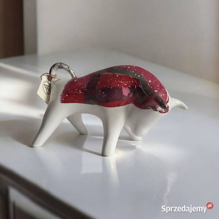 Byk Figurka Byczek ceramiczny ręcznie malowany Sierakowice