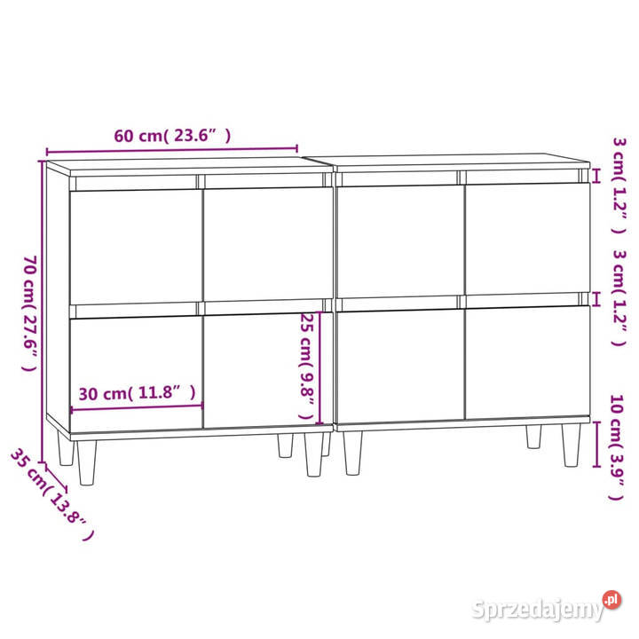 Komody 2 przydymiony dąb 60x35x70 WM3185756 Komody Warszawa
