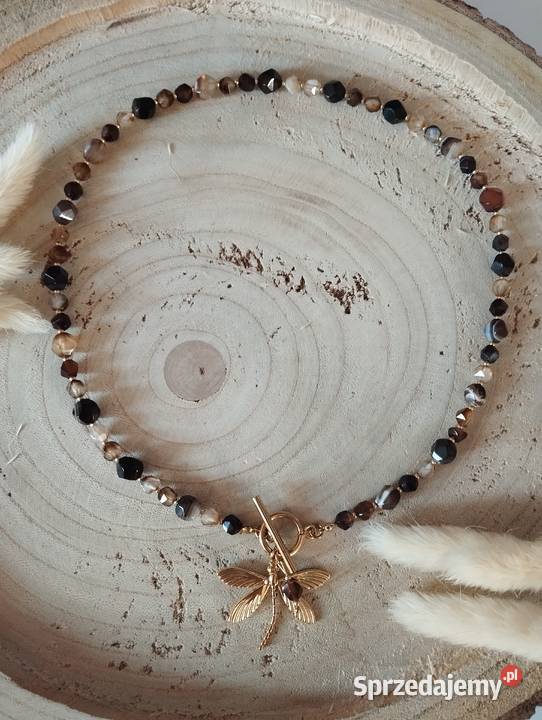 Naszyjnik ważka agat kawowy 45 Zielonki sprzedam