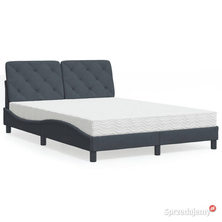 Łóżko z materacem ciemnoszare aksamitne 120x200 Warszawa sprzedam