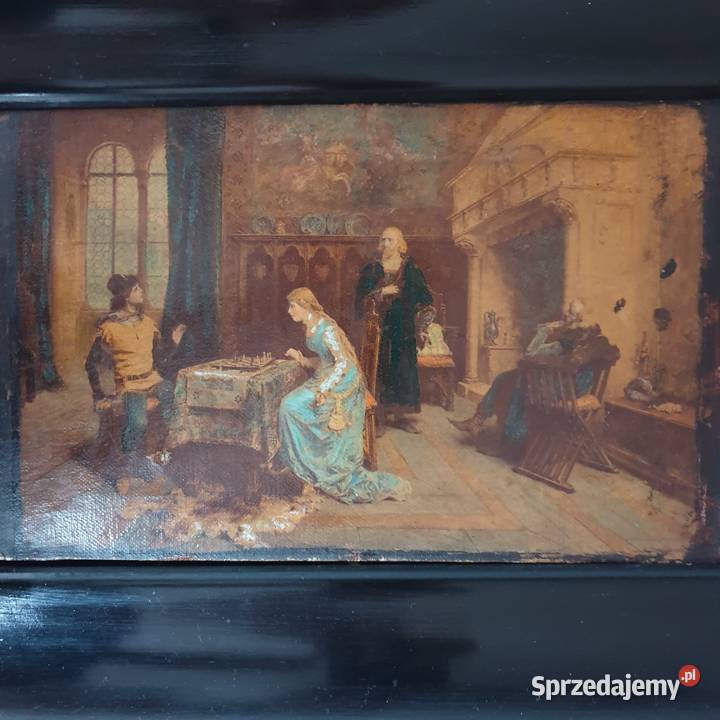 Obraz rosyjski ręcznie malowany antyk Szachy na Malarstwo mazowieckie Warszawa