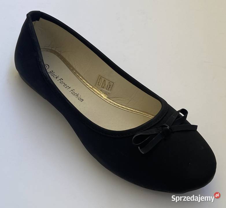 Czarne gładkie baleriny z kokardą rozmiar 37 Żyrardów