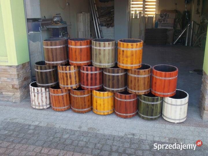 Doniczka drewniana okrągła donica ozdobna Dębica