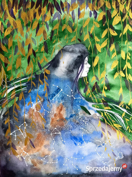 W zaciszu siebie akwarela z dodatkiem złotego śląskie Katowice