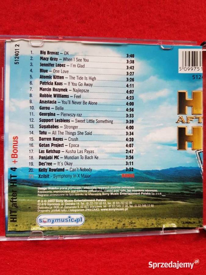 Płyta CD Składanka RMF Prezentuje 4 Hit after 1 płyta sprzedam