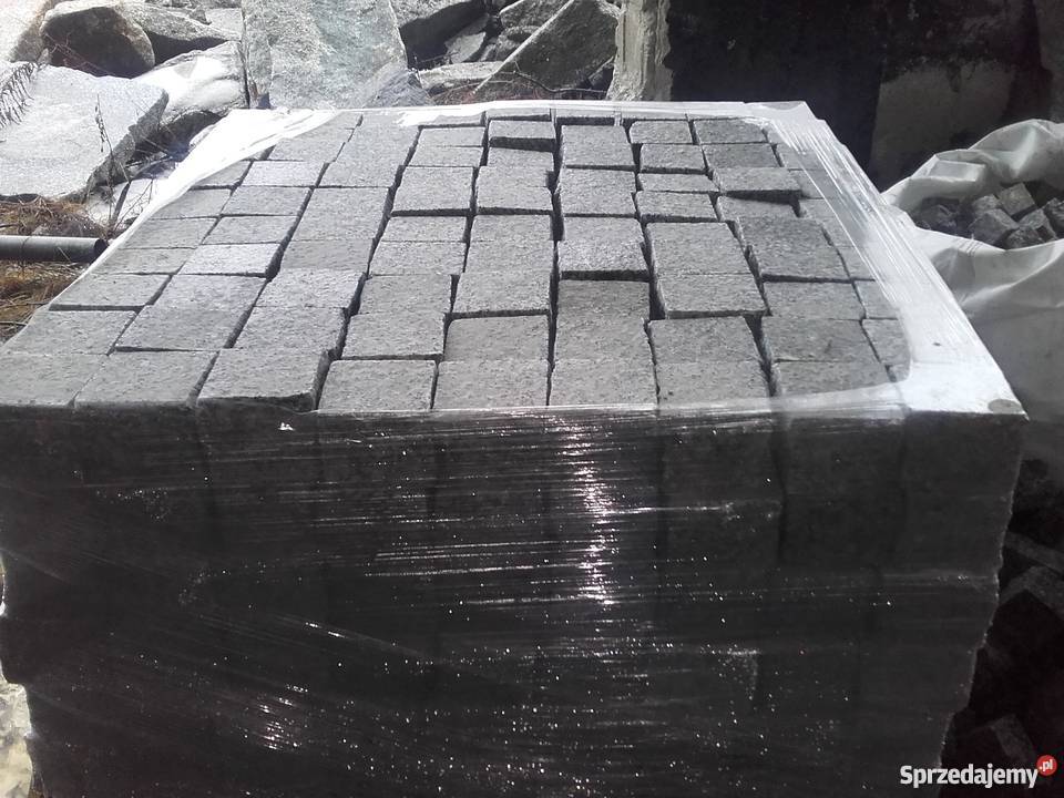 Kostka ganitowa z płyt 10x10x8 płomieniowana dolnośląskie Strzegom