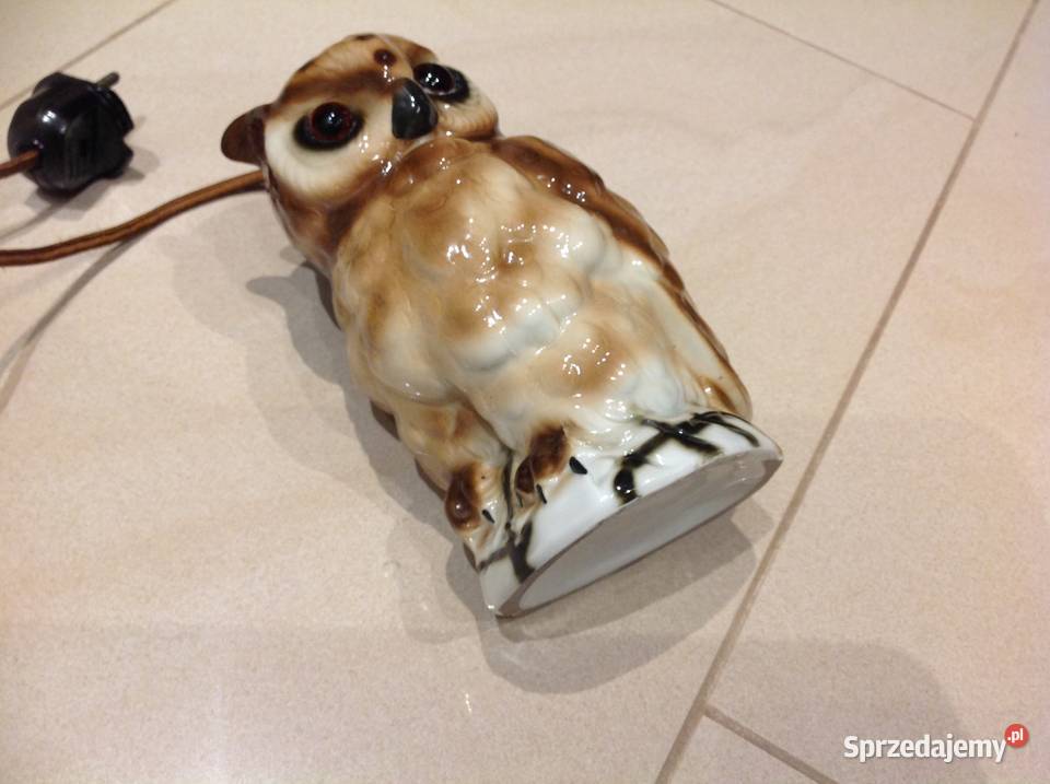 Stara Lampa Ceramiczna Sowa Sygnatura Nowa Sól