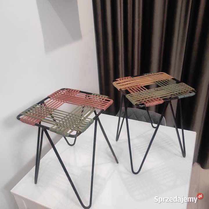 Taboret pleciony proj W Wołkowski lata 60 PRL Legionowo sprzedam